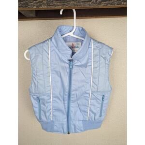 Vintage Puffer Vest Boys 3T Blue 70s 80s Piped Trim Preppy Classic Bloke Chap